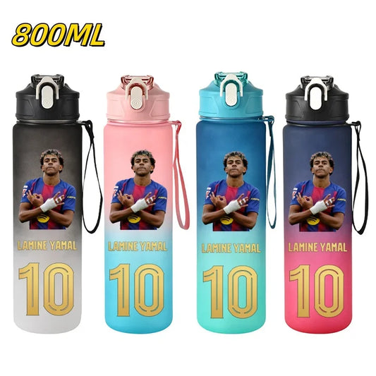 800ML Lamine Yamal Football Star Sports Water Bottle With Straw