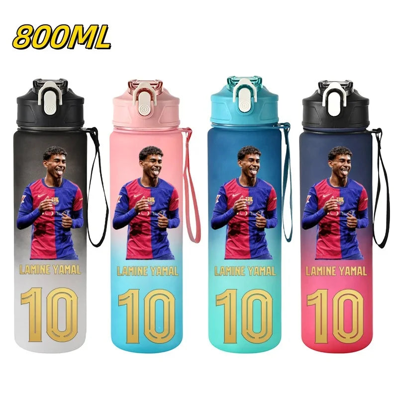 800ML Lamine Yamal Football Star Sports Water Bottle With Straw