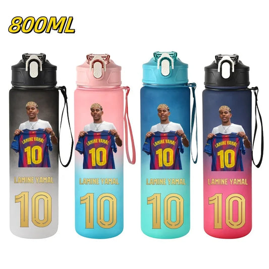 800ML Lamine Yamal Football Star Sports Water Bottle With Straw
