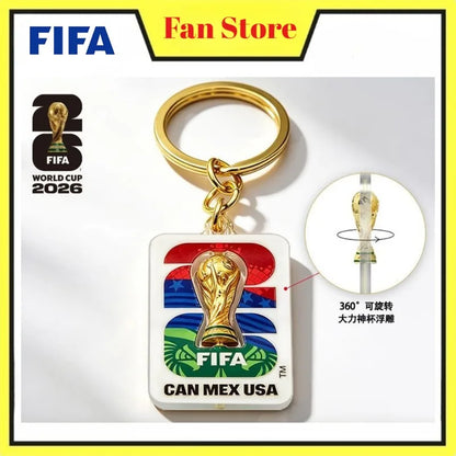FIFA 2026 World Cup 3D Rotatable Golden Trophy Three Nations Keychain