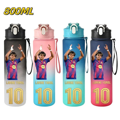 800ML Lamine Yamal Football Star Sports Water Bottle With Straw