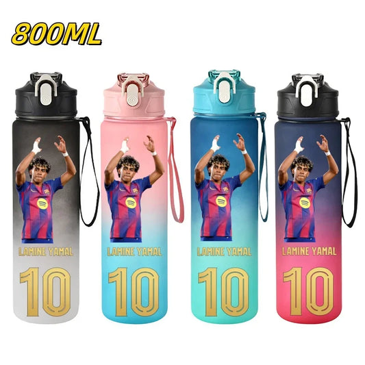 800ML Lamine Yamal Football Star Sports Water Bottle With Straw