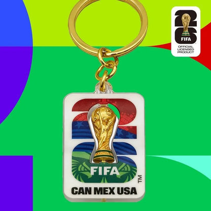 FIFA 2026 World Cup 3D Rotatable Golden Trophy Three Nations Keychain