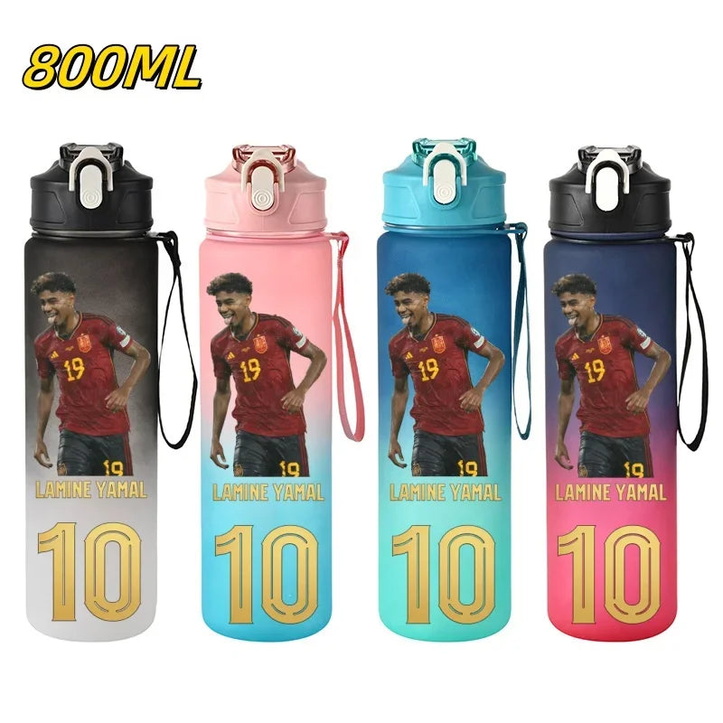 800ML Lamine Yamal Football Star Sports Water Bottle With Straw
