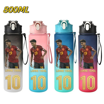 800ML Lamine Yamal Football Star Sports Water Bottle With Straw