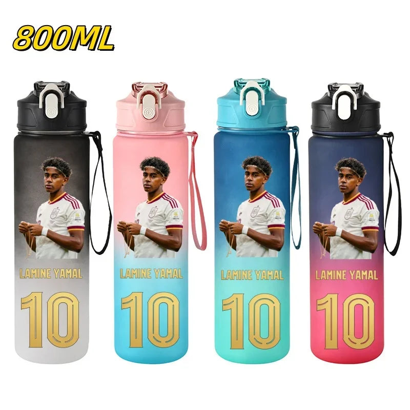 800ML Lamine Yamal Football Star Sports Water Bottle With Straw