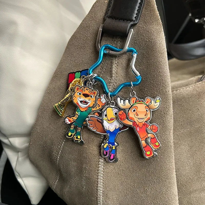 FIFA 2026 World Cup USA Canada Mexico Mascot Trophy Keychain Set