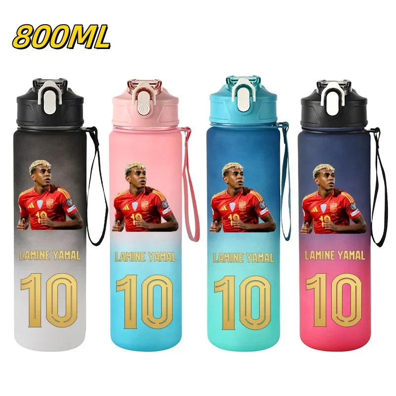 800ML Lamine Yamal Football Star Sports Water Bottle With Straw