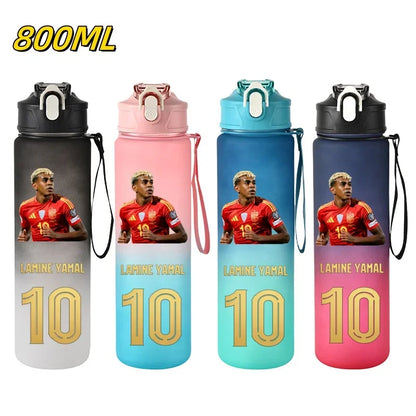 800ML Lamine Yamal Football Star Sports Water Bottle With Straw