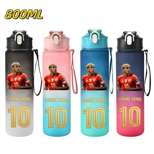 800ML Lamine Yamal Football Star Sports Water Bottle With Straw