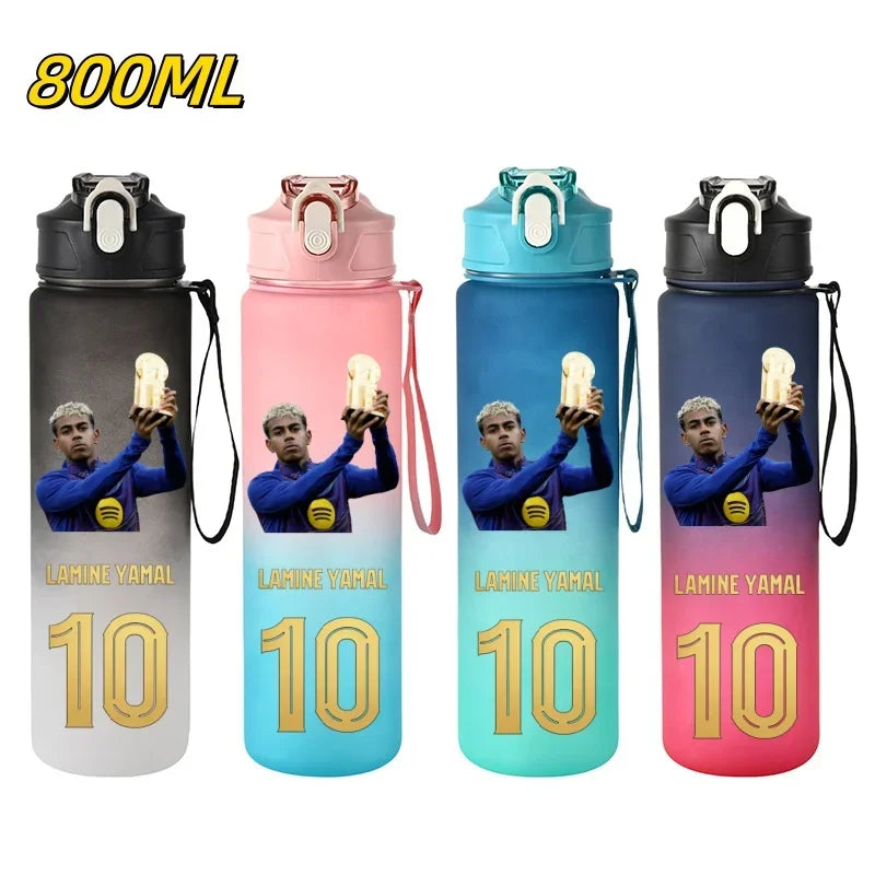 800ML Lamine Yamal Football Star Sports Water Bottle With Straw