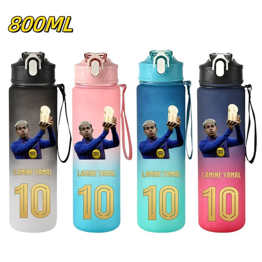 800ML Lamine Yamal Football Star Sports Water Bottle With Straw