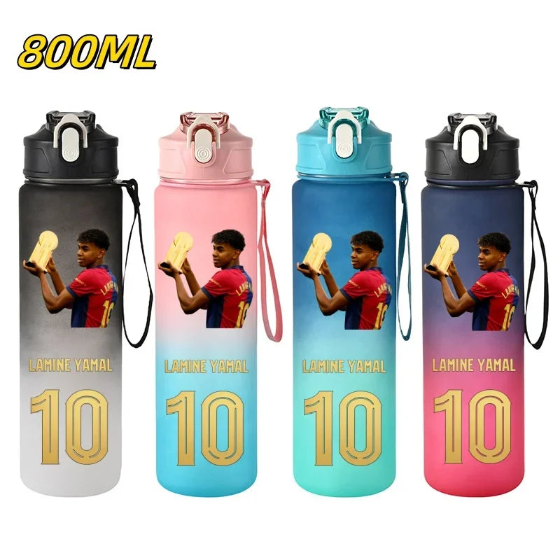 800ML Lamine Yamal Football Star Sports Water Bottle With Straw