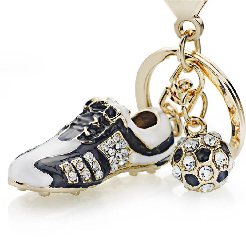 Fashion Crystal Football Soccer Shoes Rhinestone Keychains