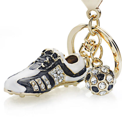 Fashion Crystal Football Soccer Shoes Rhinestone Keychains