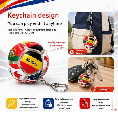 2026 World National Flags Football Keychain Button Stress Relief Soccer Pendant Sport Themed Gift Fan Accessories for Daily Use