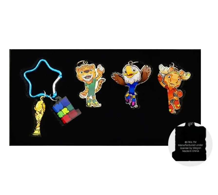 FIFA 2026 World Cup USA Canada Mexico Mascot Trophy Keychain Set