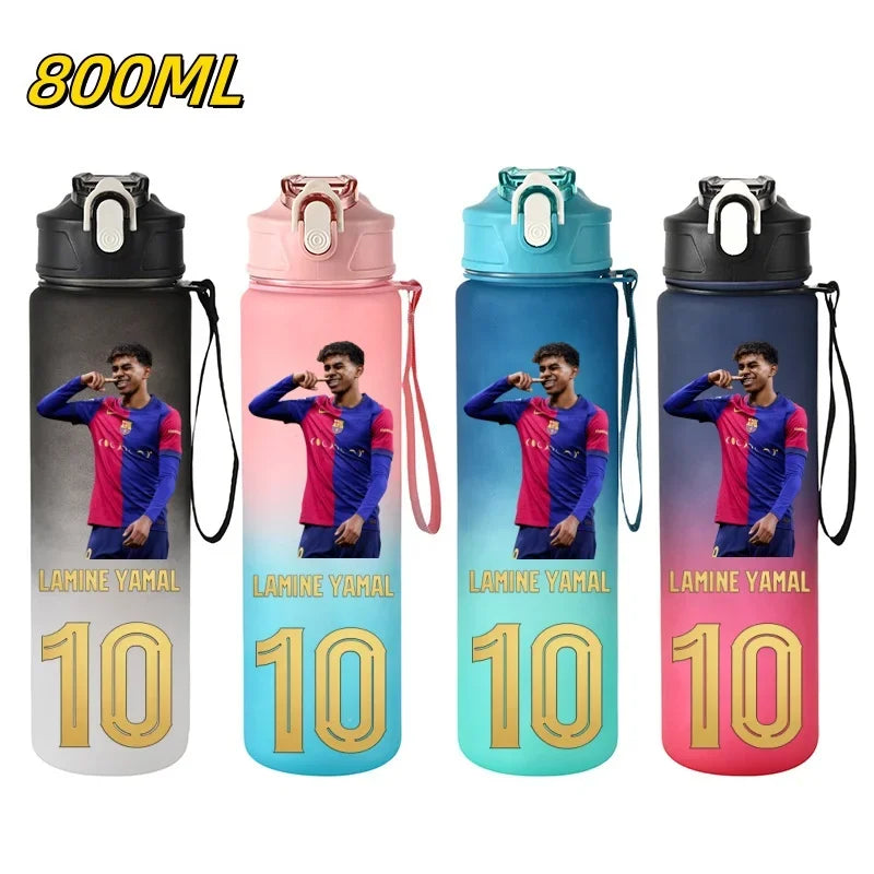 800ML Lamine Yamal Football Star Sports Water Bottle With Straw