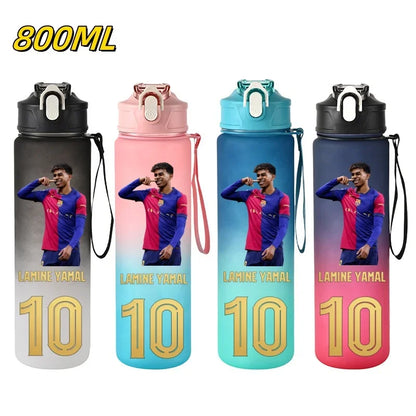 800ML Lamine Yamal Football Star Sports Water Bottle With Straw