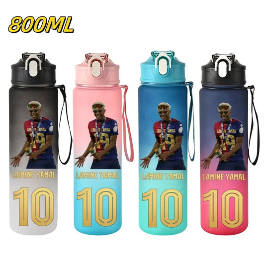 800ML Lamine Yamal Football Star Sports Water Bottle With Straw