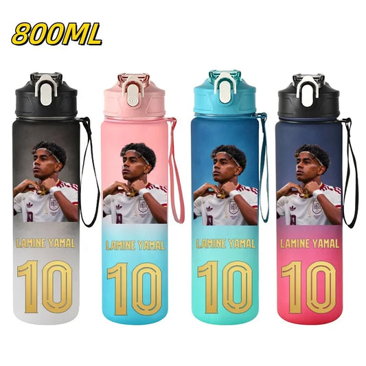 800ML Lamine Yamal Football Star Sports Water Bottle With Straw