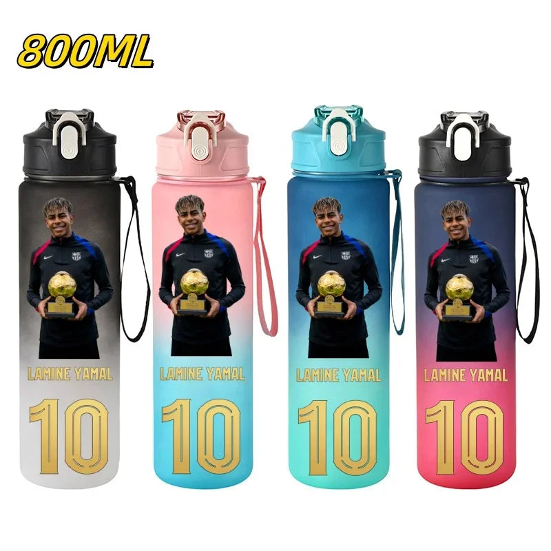 800ML Lamine Yamal Football Star Sports Water Bottle With Straw