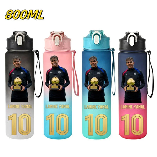 800ML Lamine Yamal Football Star Sports Water Bottle With Straw