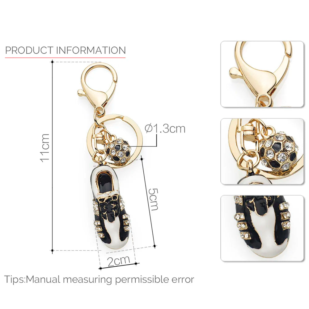 Fashion Crystal Football Soccer Shoes Rhinestone Keychains