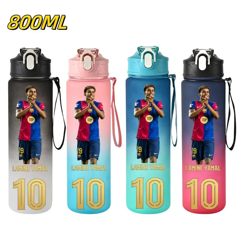 800ML Lamine Yamal Football Star Sports Water Bottle With Straw