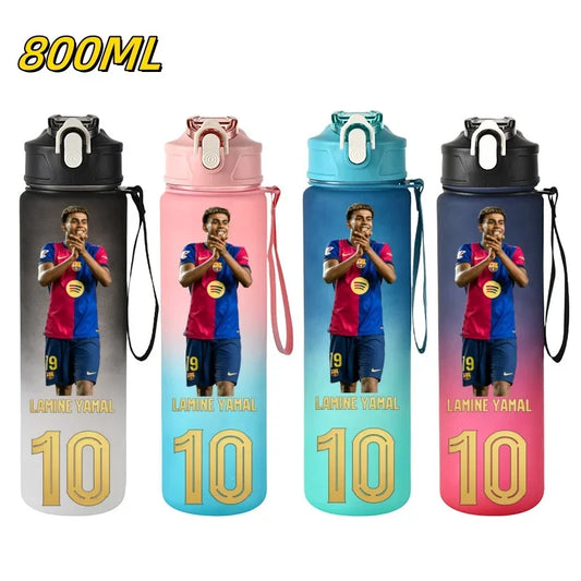 800ML Lamine Yamal Football Star Sports Water Bottle With Straw