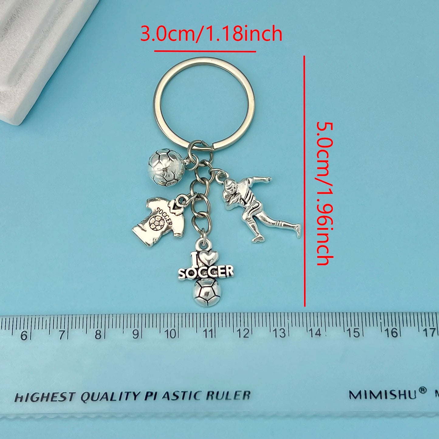 1pc Football Alloy Keychain Sports Metal Key Ring Purse Bag Backpack Car Charm Earbud Case Accessory Women Men Boys Girls Gift