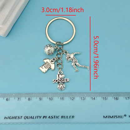 1pc Football Alloy Keychain Sports Metal Key Ring Purse Bag Backpack Car Charm Earbud Case Accessory Women Men Boys Girls Gift