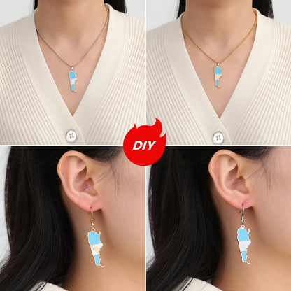 New Drip Oil Stainless Steel Argentina Map Flag Pendant For DIY Necklace Earrings Keychain Argentine Jewelry Making Accessories