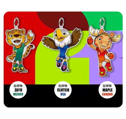FIFA 2026 World Cup USA Canada Mexico Mascot Trophy Keychain Set