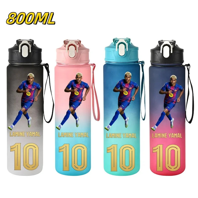 800ML Lamine Yamal Football Star Sports Water Bottle With Straw