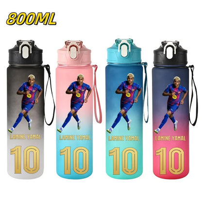 800ML Lamine Yamal Football Star Sports Water Bottle With Straw