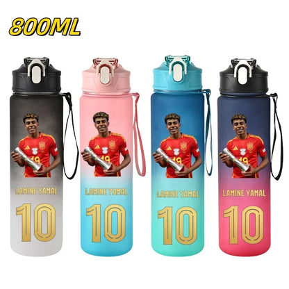 800ML Lamine Yamal Football Star Sports Water Bottle With Straw