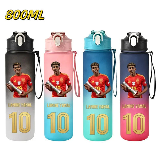 800ML Lamine Yamal Football Star Sports Water Bottle With Straw