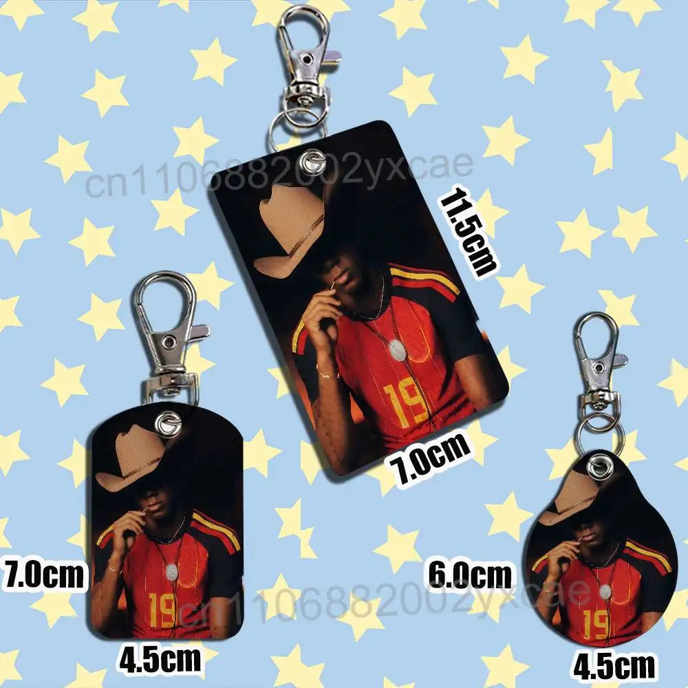 Spain strongest Lamine Yamal Card Holder Keychain Key Ring Door Lock Access Protective Case For Security Gift