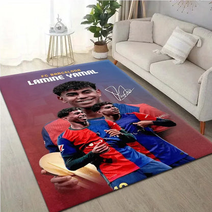 Popular Lamine Yamal Football Star Non-Slip Bottom Design Carpet Rug