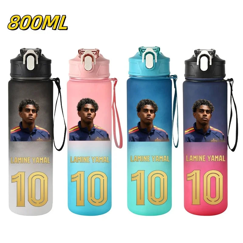 800ML Lamine Yamal Football Star Sports Water Bottle With Straw