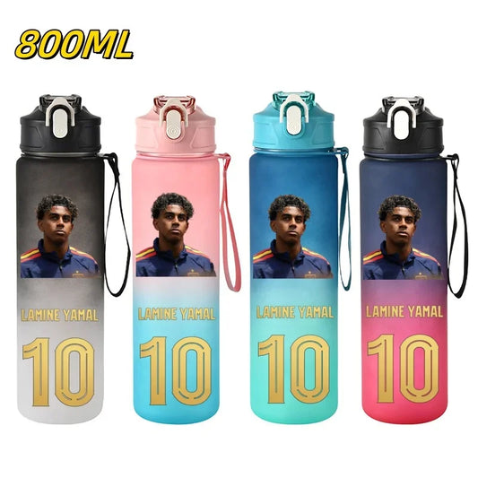 800ML Lamine Yamal Football Star Sports Water Bottle With Straw