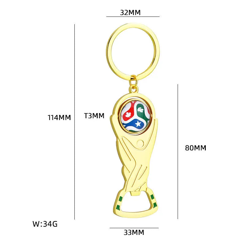 2026 Football Bottle Opener Keychain for Boys Men Fans Star Team Cup Souvenirs Collection Gifts Ball Beer Opener Keyring