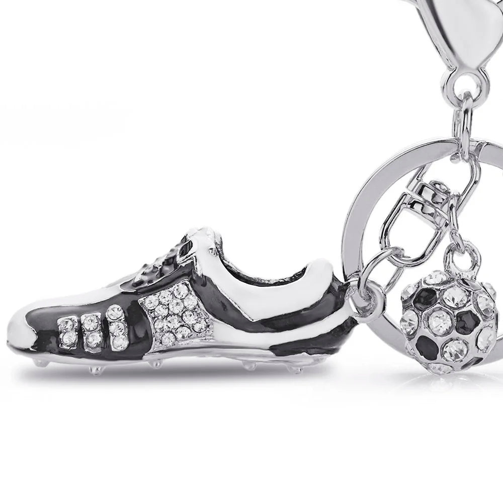 Fashion Crystal Football Soccer Shoes Rhinestone Keychains