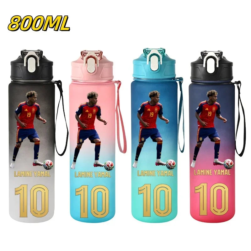 800ML Lamine Yamal Football Star Sports Water Bottle With Straw