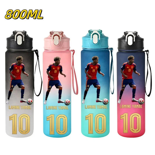 800ML Lamine Yamal Football Star Sports Water Bottle With Straw