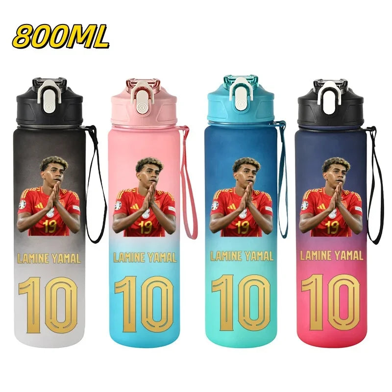 800ML Lamine Yamal Football Star Sports Water Bottle With Straw