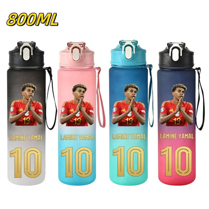 800ML Lamine Yamal Football Star Sports Water Bottle With Straw