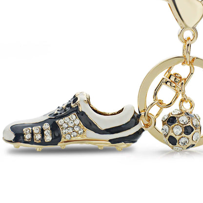 Fashion Crystal Football Soccer Shoes Rhinestone Keychains