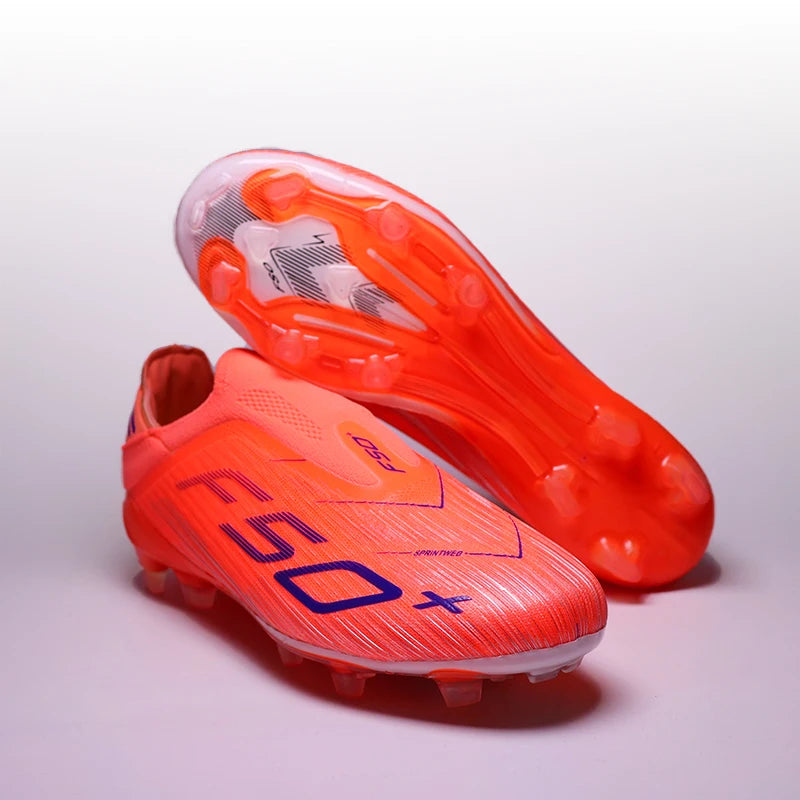 T36 High Quality No-lace Mens Football Boots F50 FG/TF Boys Turf Training Soccer Cleats Laceless Non Slip Football Shoes 35-45